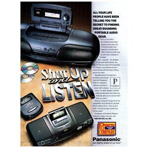 1993 Panasonic Portable Audio Cd Player Boombox Vintage Print Ad 90s Wall Art